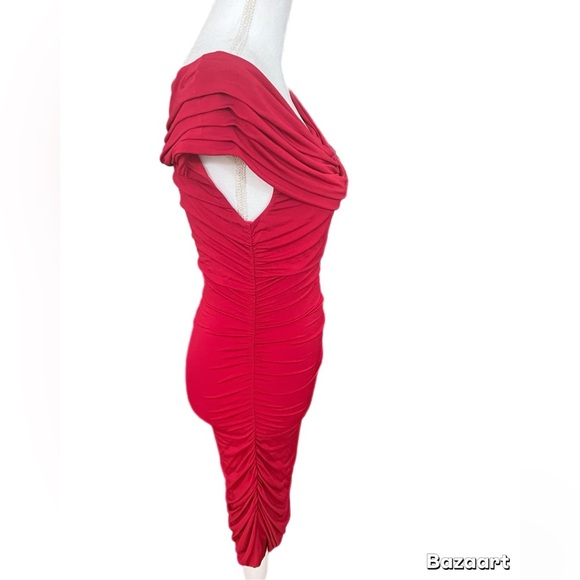 BCBG MaxAzria Ruched Red Bodycon Dress | SP - Picture 2 of 4